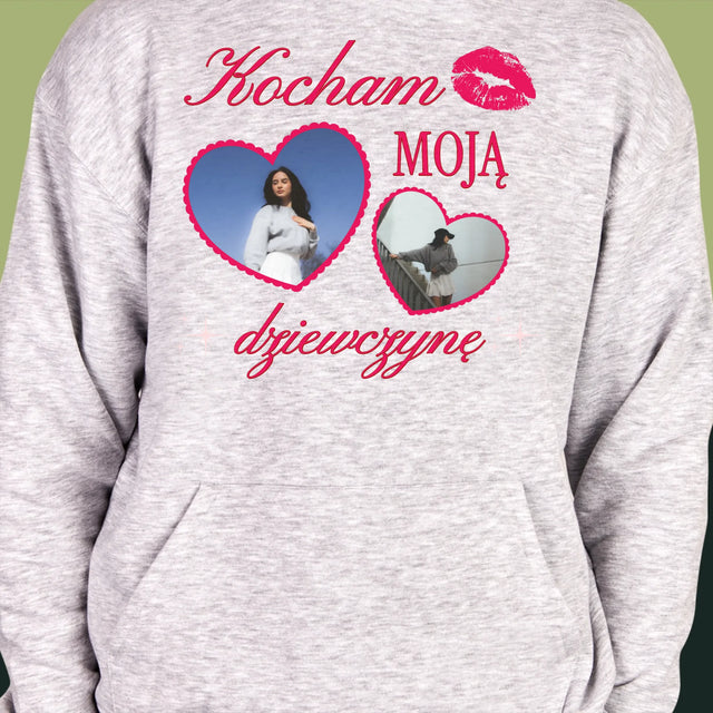 Fotokolaż: Kocham Moją Dziewczynę - Bluza Męska z Kapturem