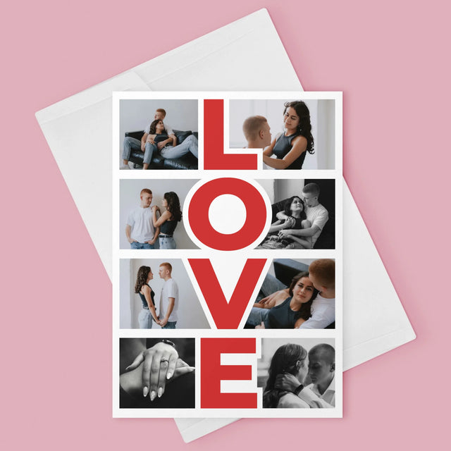 Fotokolaż: Słowo Love - Kartka z Życzeniami