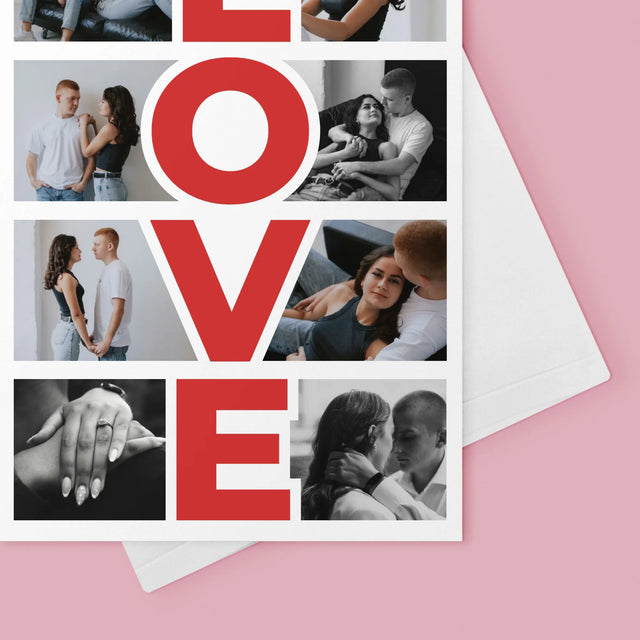 Fotokolaż: Słowo Love - Kartka z Życzeniami