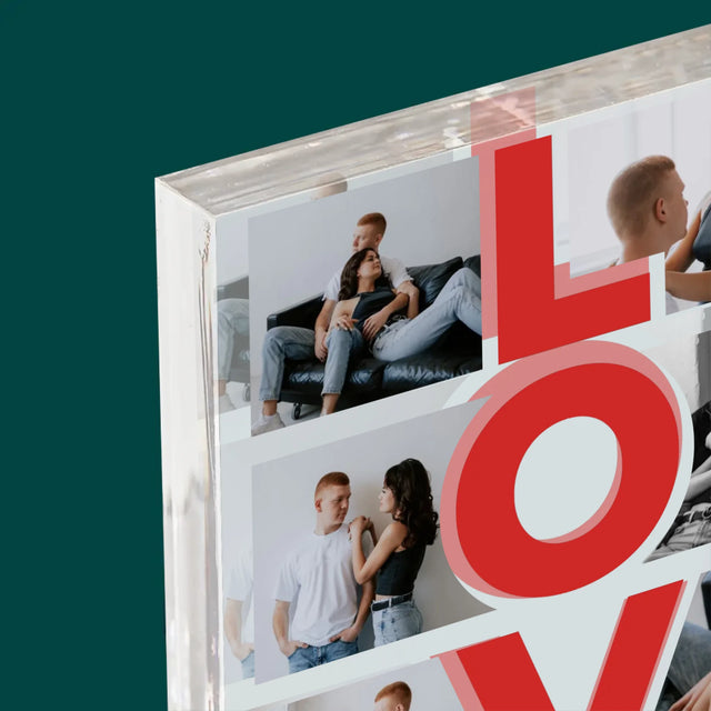 Fotokolaż: Słowo Love - Blok Akrylowy z Nadrukiem