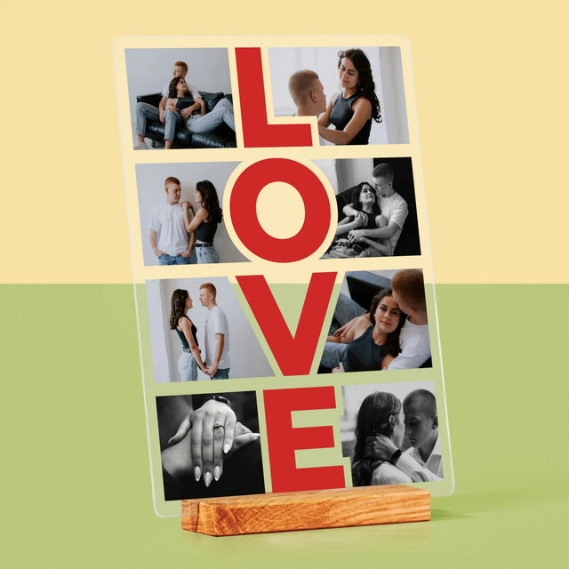 Fotokolaż: Słowo Love - Wydruk Na Szkle Akrylowym