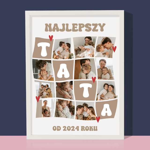 Fotokolaż: Najlepszy Tata Kafelki - Wydruk Obramowany