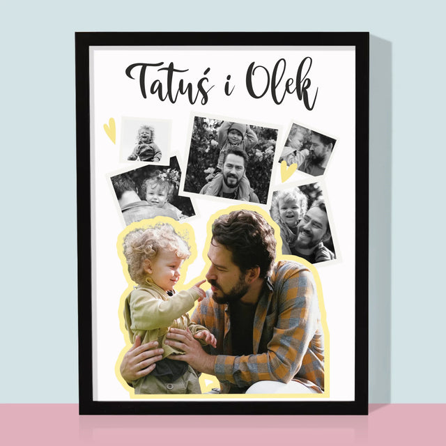 Fotokolaż: Tatuś z Dzieckiem - Wydruk Obramowany