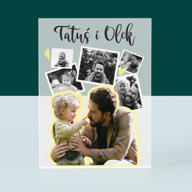 Fotokolaż: Tatuś z Dzieckiem - Blok Akrylowy z Nadrukiem