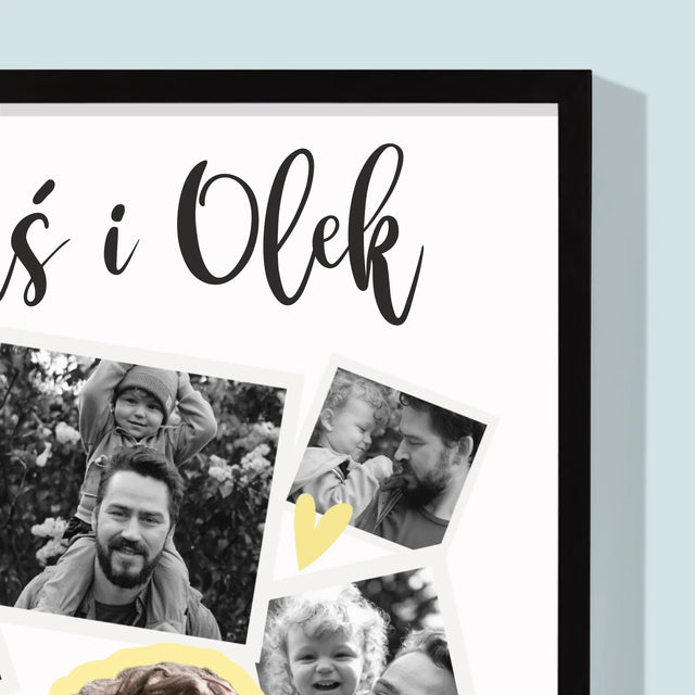 Fotokolaż: Tatuś z Dzieckiem - Wydruk Obramowany