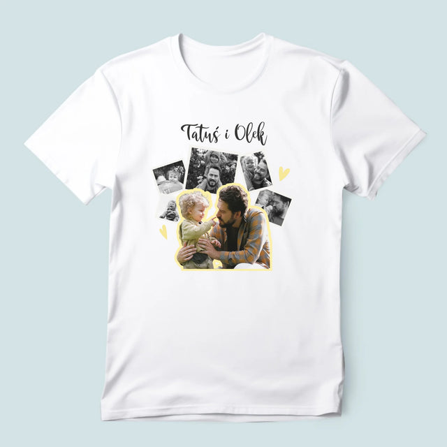 Fotokolaż: Tatuś z Dzieckiem -  Koszulka Męska z Nadrukiem