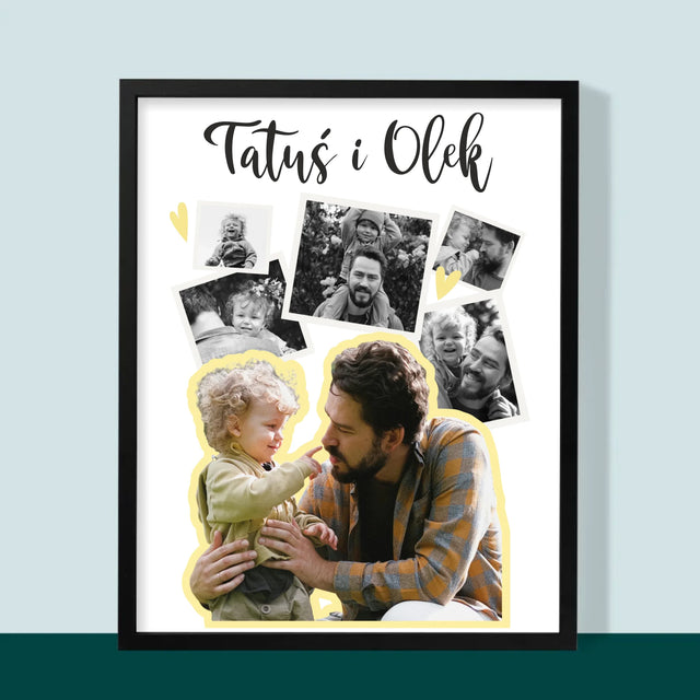 Fotokolaż: Tatuś z Dzieckiem - Wydruk Obramowany