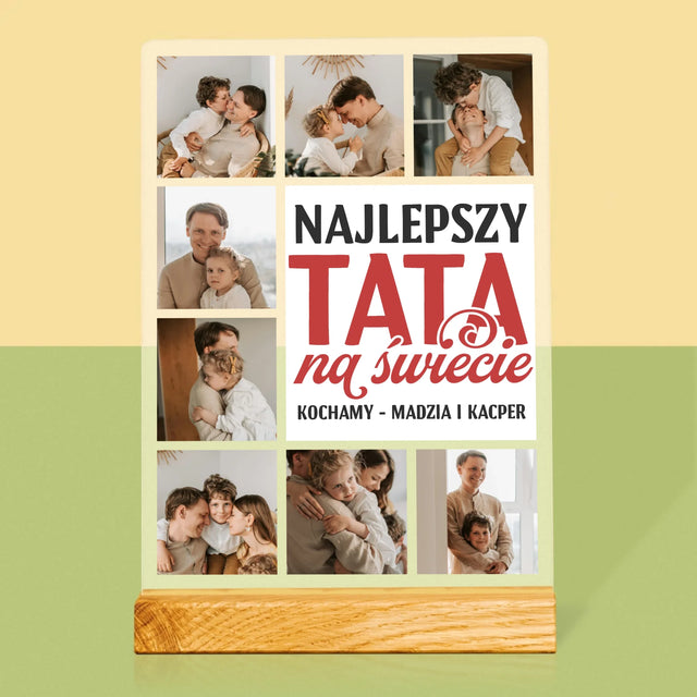 Fotokolaż: Najlepszy Tata Na Całym Świecie - Wydruk Na Szkle Akrylowym
