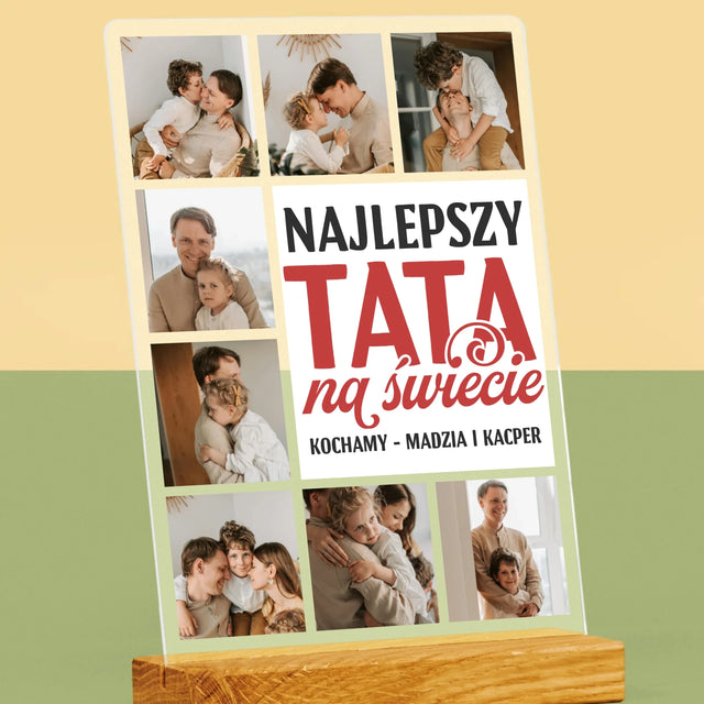 Fotokolaż: Najlepszy Tata Na Całym Świecie - Wydruk Na Szkle Akrylowym