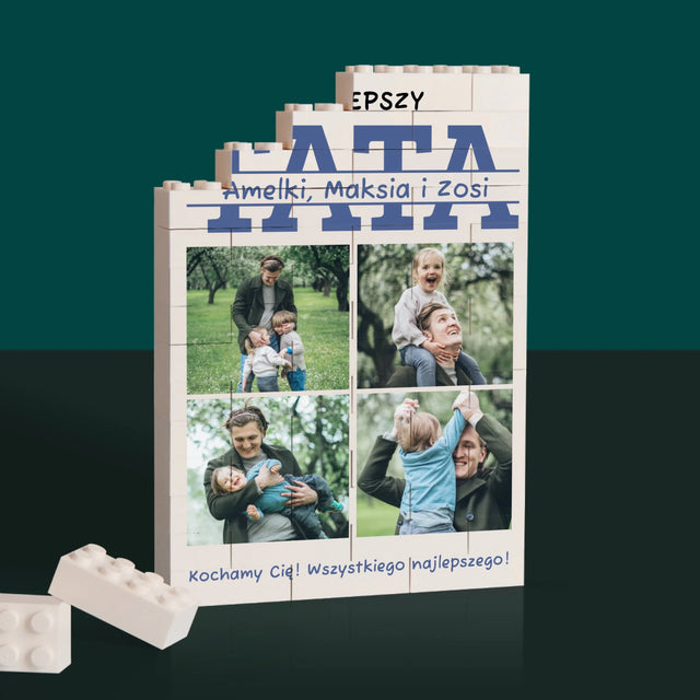 Fotokolaż: Najlepszy Tata Imiona - Klocki LEGO z Nadrukiem