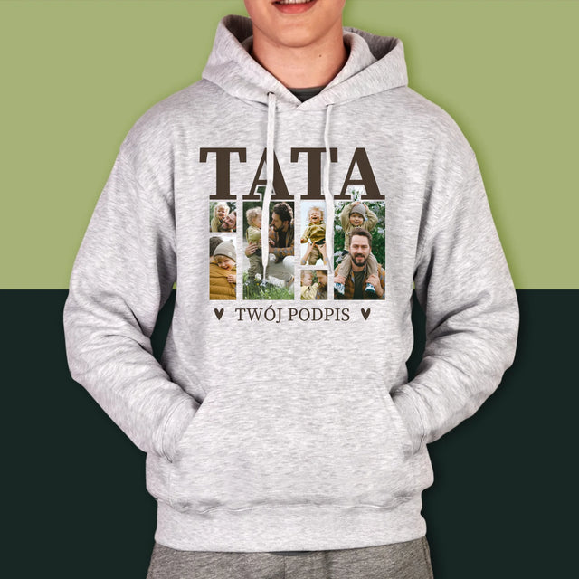 Fotokolaż: Tata z Podpisem - Bluza Męska z Kapturem