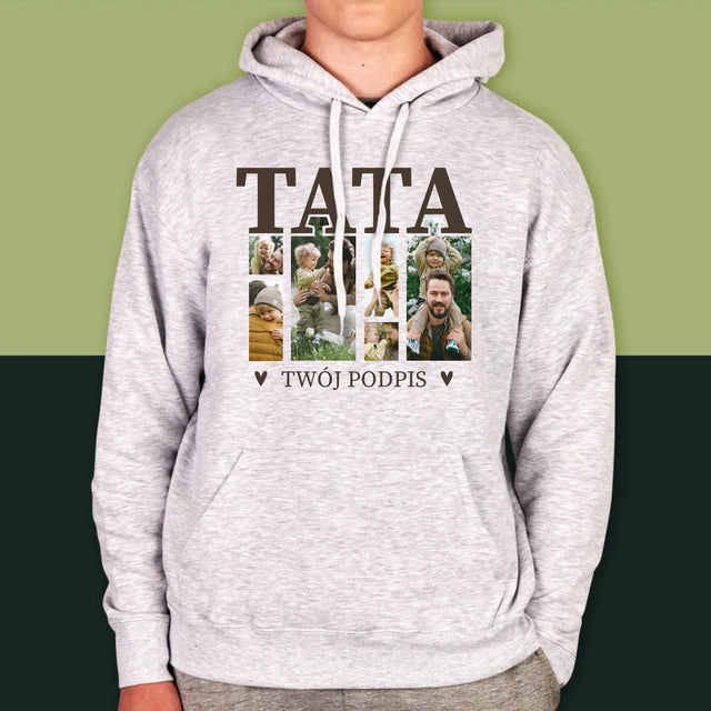 Fotokolaż: Tata z Podpisem - Bluza Męska z Kapturem