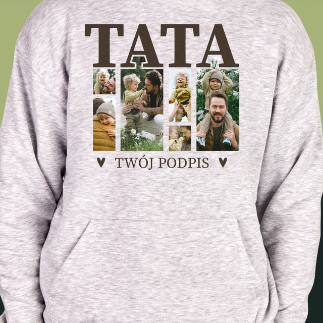 Fotokolaż: Tata z Podpisem - Bluza Męska z Kapturem