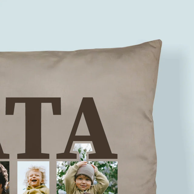 Fotokolaż: Tata z Podpisem - Poduszka z Nadrukiem