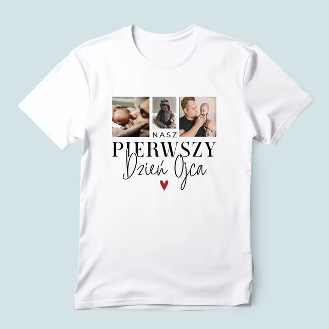 Fotokolaż: Na Pierwszy Dzień Ojca -  Koszulka Męska z Nadrukiem