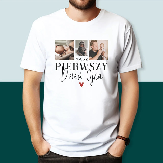 Fotokolaż: Na Pierwszy Dzień Ojca -  Koszulka Męska z Nadrukiem
