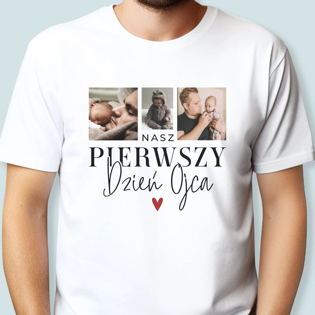 Fotokolaż: Na Pierwszy Dzień Ojca -  Koszulka Męska z Nadrukiem