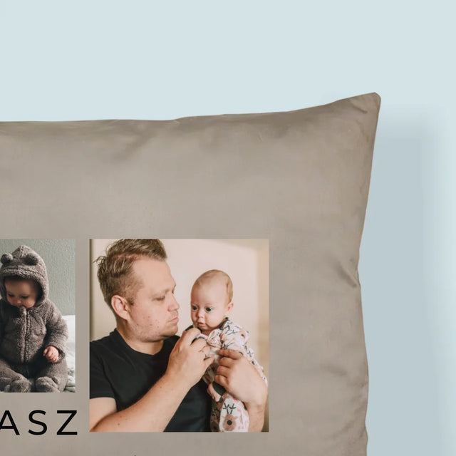 Fotokolaż: Na Pierwszy Dzień Ojca - Poduszka z Nadrukiem