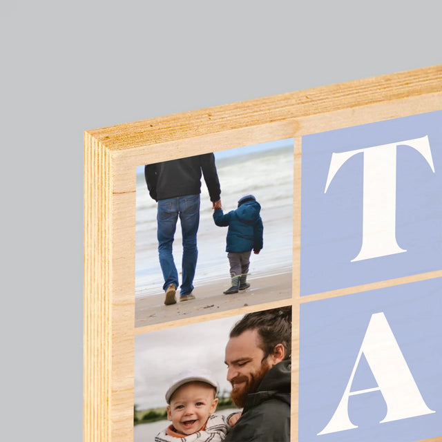 Fotokolaż: Zdjęcia z Tatą - Wydruk Na Drewnie