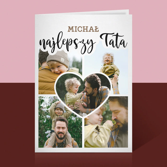 Fotokolaż: Najlepszy Tata Zdjęcie w Sercu - Kartka z Życzeniami