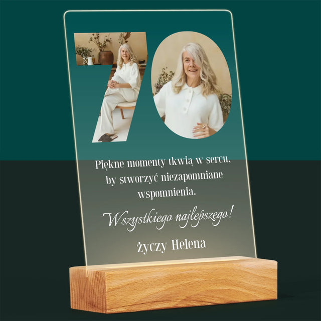 Słowo Ze Zdjęć: 70 Urodziny - Wydruk Na Szkle Akrylowym