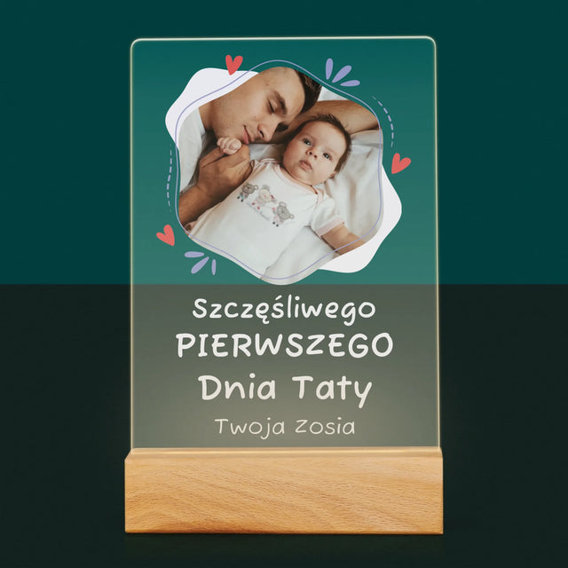 Zdjęcie i Podpis: Szczęśliwego Pierwszego Dnia Taty - Wydruk Na Szkle Akrylowym