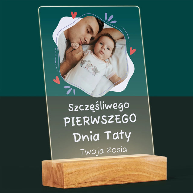 Zdjęcie i Podpis: Szczęśliwego Pierwszego Dnia Taty - Wydruk Na Szkle Akrylowym