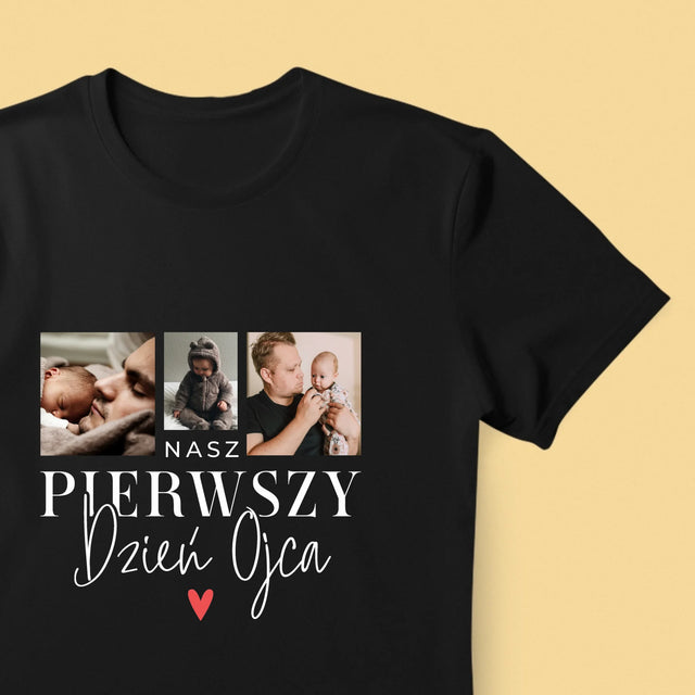 Fotokolaż: Na Pierwszy Dzień Ojca -  Koszulka Męska z Nadrukiem