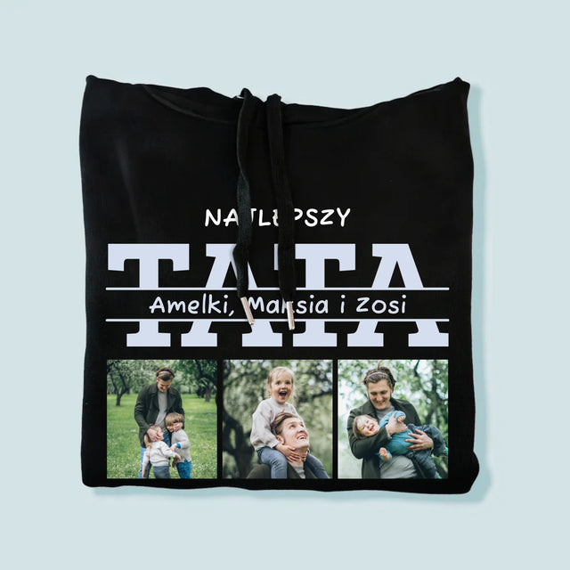 Fotokolaż: Najlepszy Tata Imiona - Bluza Męska z Kapturem