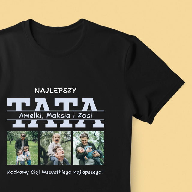 Fotokolaż: Najlepszy Tata Imiona -  Koszulka Męska z Nadrukiem