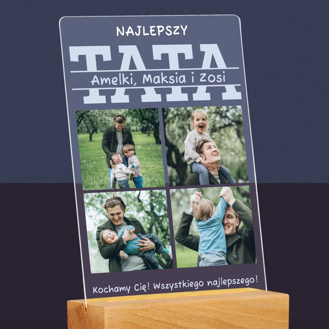 Fotokolaż: Najlepszy Tata Imiona - Wydruk Na Szkle Akrylowym