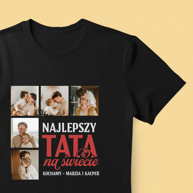 Fotokolaż: Najlepszy Tata Na Całym Świecie -  Koszulka Męska z Nadrukiem