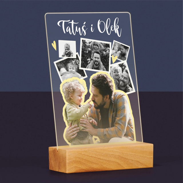 Fotokolaż: Tatuś z Dzieckiem - Wydruk Na Szkle Akrylowym