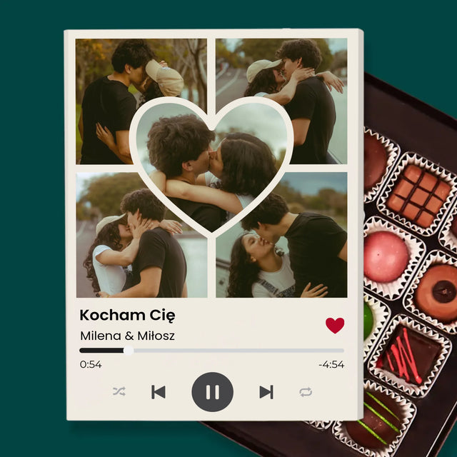 Fotokolaż: Spotify Zdjęcia Serce - Personalizowane Praliny