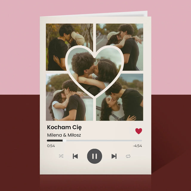 Fotokolaż: Spotify Zdjęcia Serce - Kartka z Życzeniami