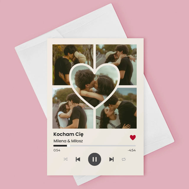 Fotokolaż: Spotify Zdjęcia Serce - Kartka z Życzeniami
