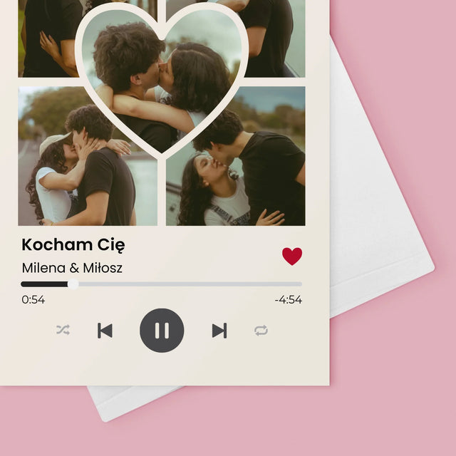 Fotokolaż: Spotify Zdjęcia Serce - Kartka z Życzeniami