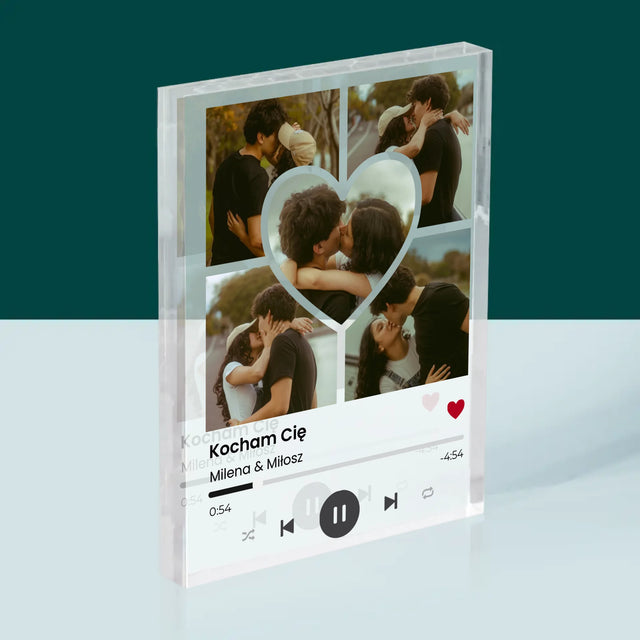 Fotokolaż: Spotify Zdjęcia Serce - Blok Akrylowy z Nadrukiem