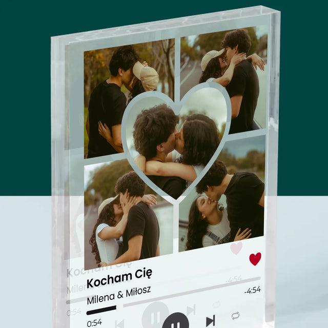 Fotokolaż: Spotify Zdjęcia Serce - Blok Akrylowy z Nadrukiem