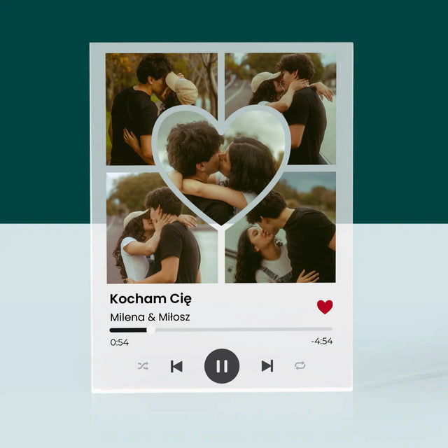Fotokolaż: Spotify Zdjęcia Serce - Blok Akrylowy z Nadrukiem