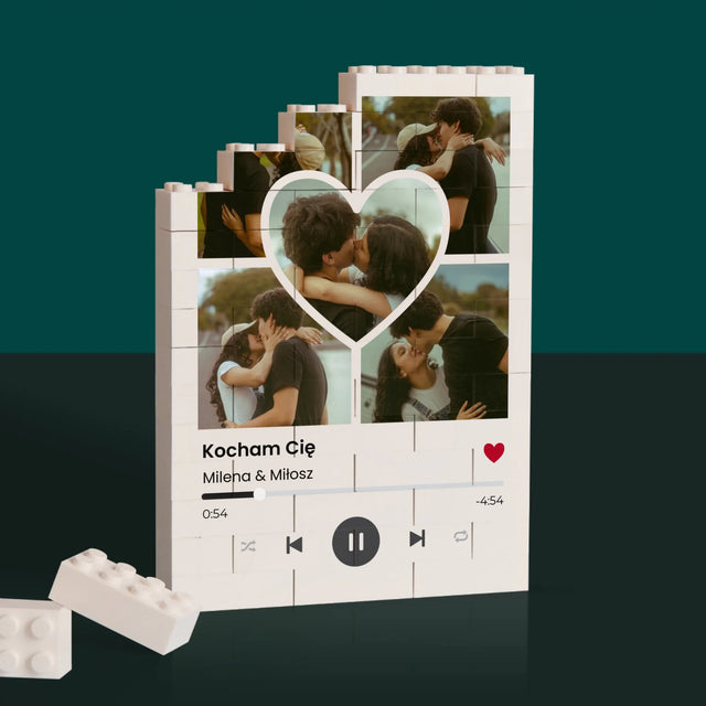 Fotokolaż: Spotify Zdjęcia Serce - Klocki LEGO z Nadrukiem