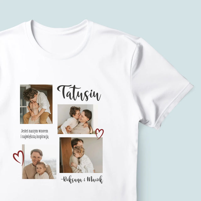 Fotokolaż: Tatusiu -  Koszulka Męska z Nadrukiem