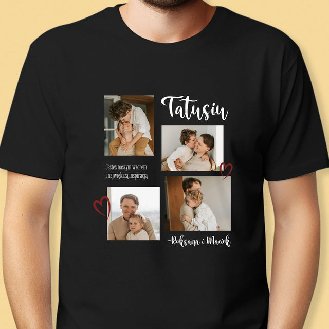 Fotokolaż: Tatusiu -  Koszulka Męska z Nadrukiem