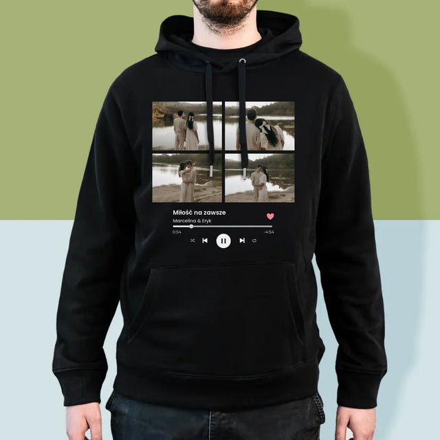 Fotokolaż: Spotify 4 Zdjęcia - Bluza Męska z Kapturem
