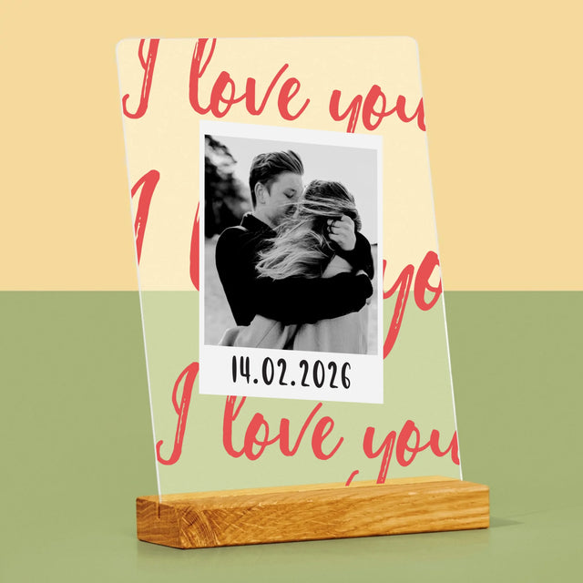 Zdjęcie i Podpis: i Love You Polaroid - Wydruk Na Szkle Akrylowym