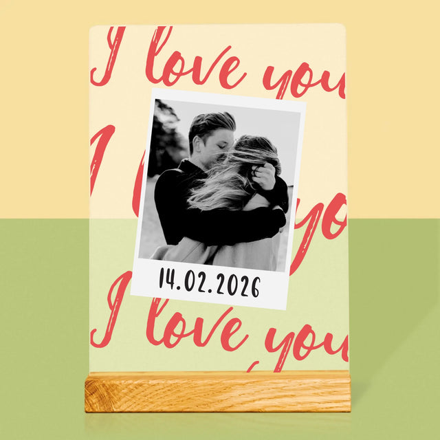 Zdjęcie i Podpis: i Love You Polaroid - Wydruk Na Szkle Akrylowym