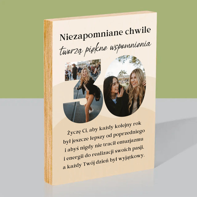 Słowo Ze Zdjęć: 30 Urodziny - Wydruk Na Drewnie