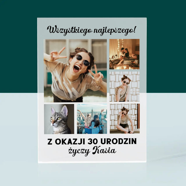 Fotokolaż: Urodzinowy - Blok Akrylowy z Nadrukiem