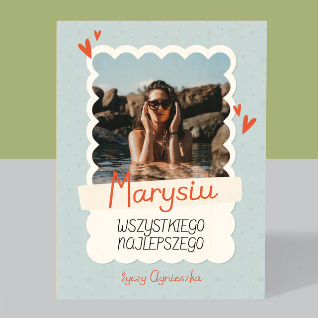 Zdjęcie i Podpis: Urodzinowa Ramka - Wydruk Na Drewnie