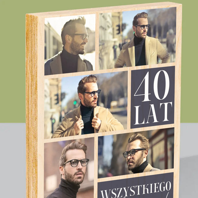 Fotokolaż: Urodziny Najlepszego - Wydruk Na Drewnie